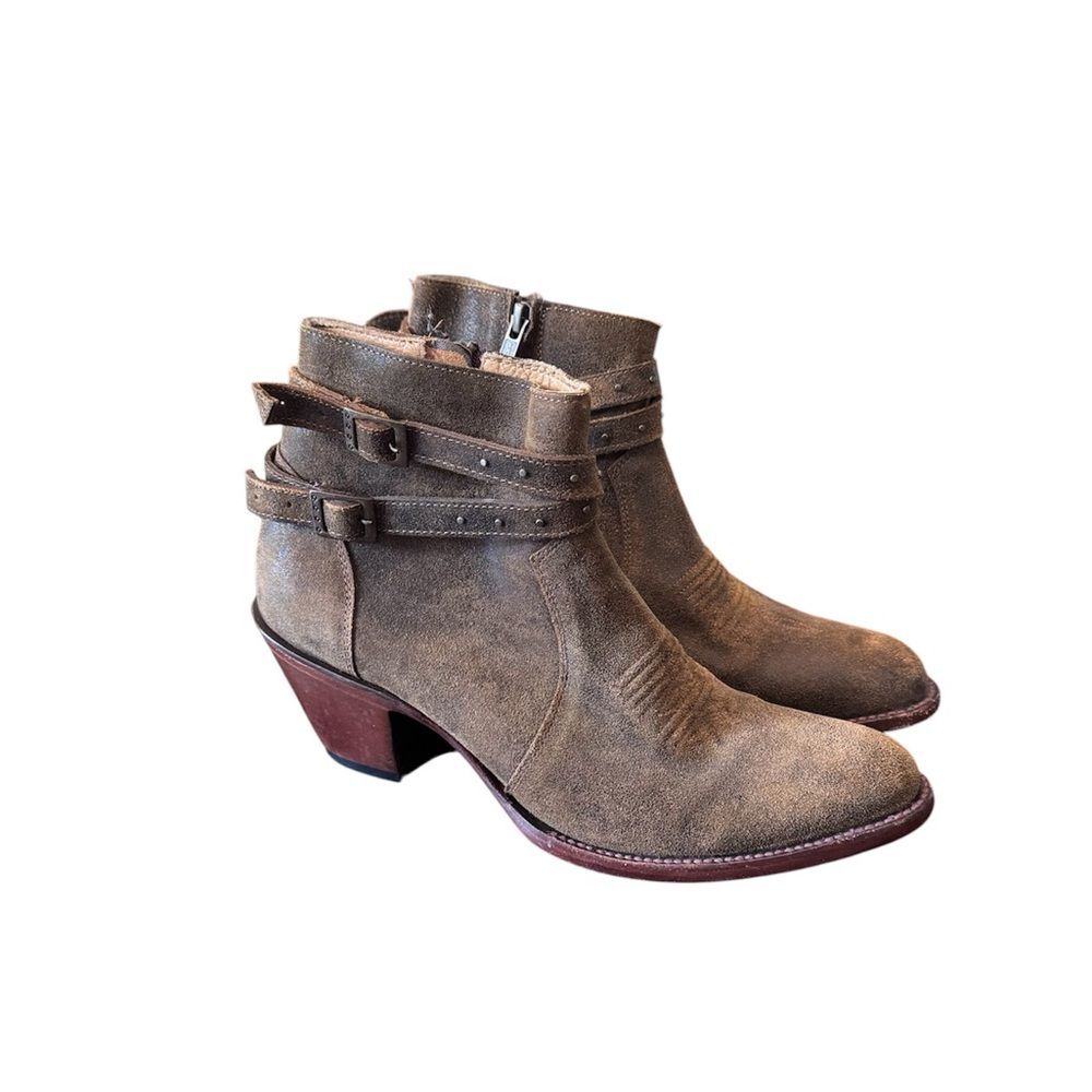Shyanne "Collins" Tan Grain Leather Western Booties